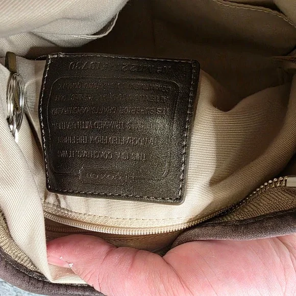 Coach Signature C Canvas Leather Trim Crossbody Shoulder Bag Brown Chain - Picture 6 of 12